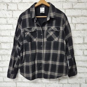 Zyia Active Women's Fleece Lined Flannel Button Up Shirt Size L